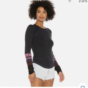 Free People-NWT “In the mix” thermal crochet top-XS